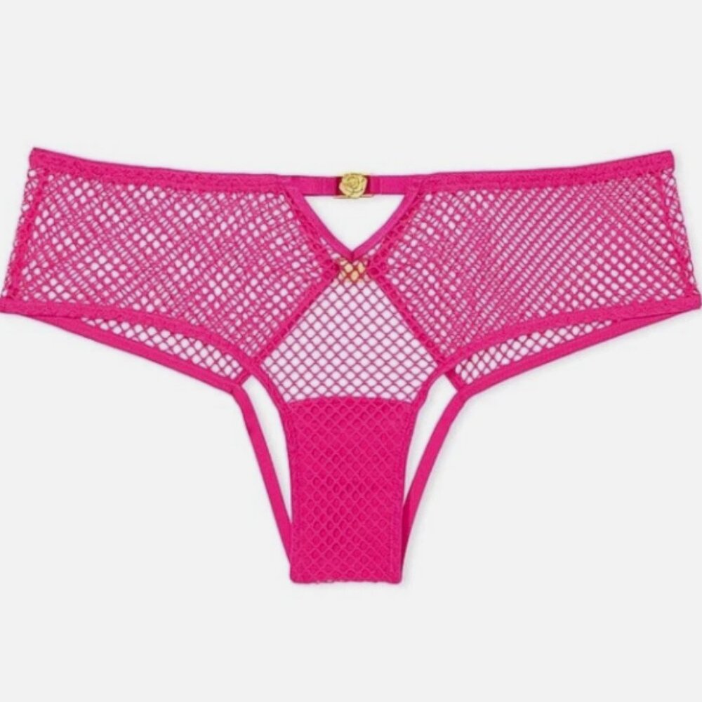 Victoria's Secret Very Sexy Open Back Panty Medium Women Fishnet Underwear pink